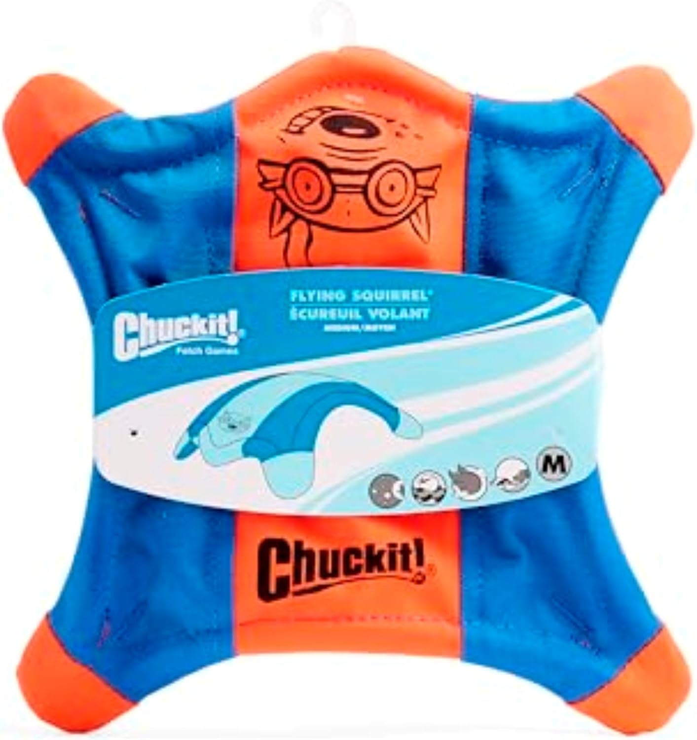 Chuckit! Flying Squirrel Canvas Fetch Dog Toy, Medium, 9.5in, for Water