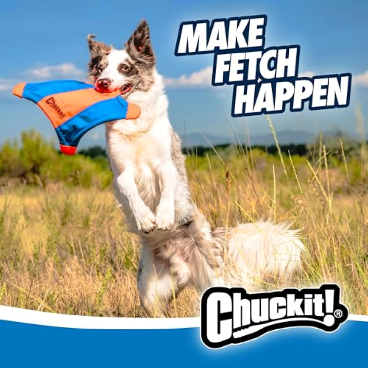 Chuckit! Flying Squirrel Canvas Fetch Dog Toy, Medium, 9.5in, for Water