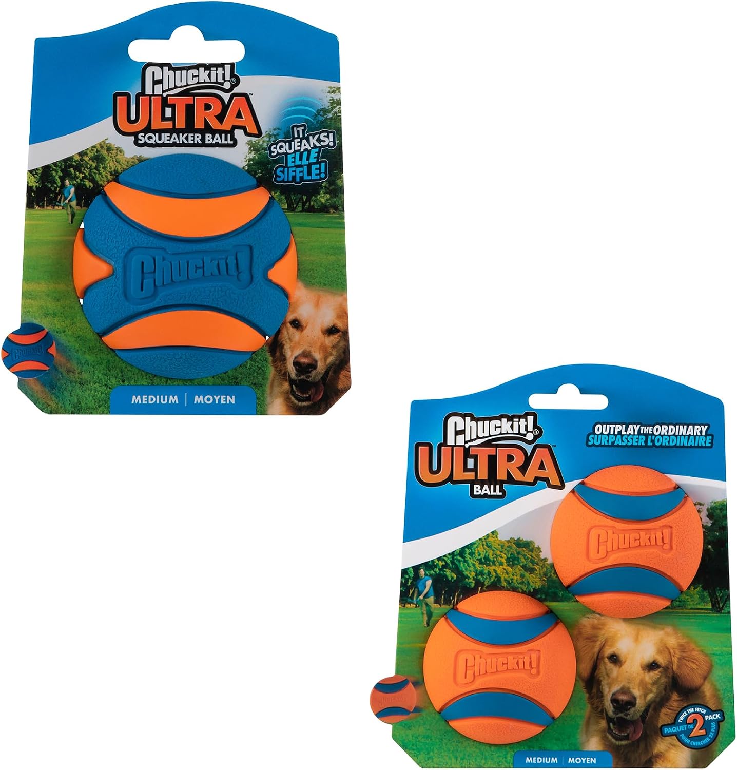 Chuckit! Ultra Squeaker Dog Balls, Floating, Medium 2.5-in, 3-Pack