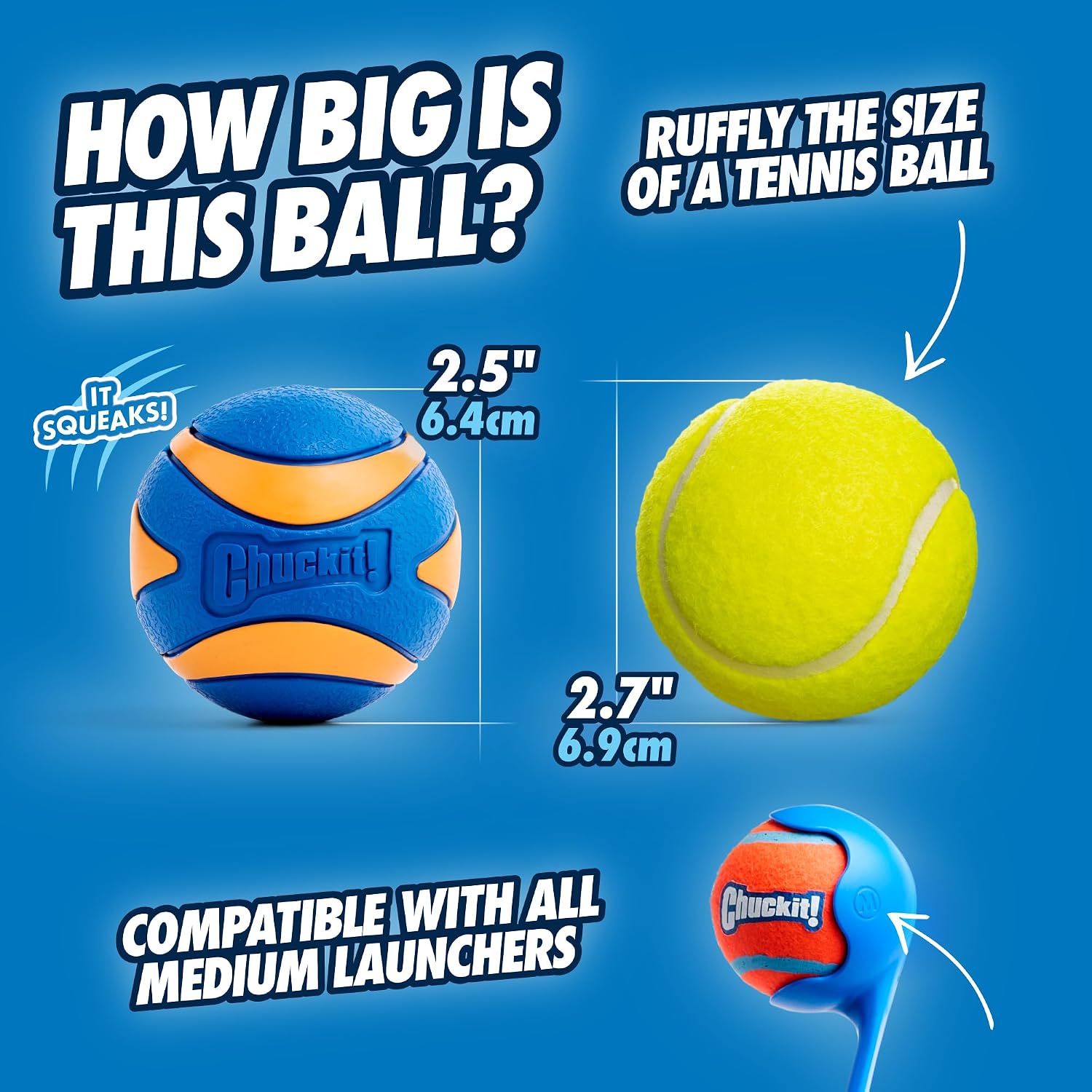Chuckit! Ultra Squeaker Dog Balls, Floating, Medium 2.5-in, 3-Pack
