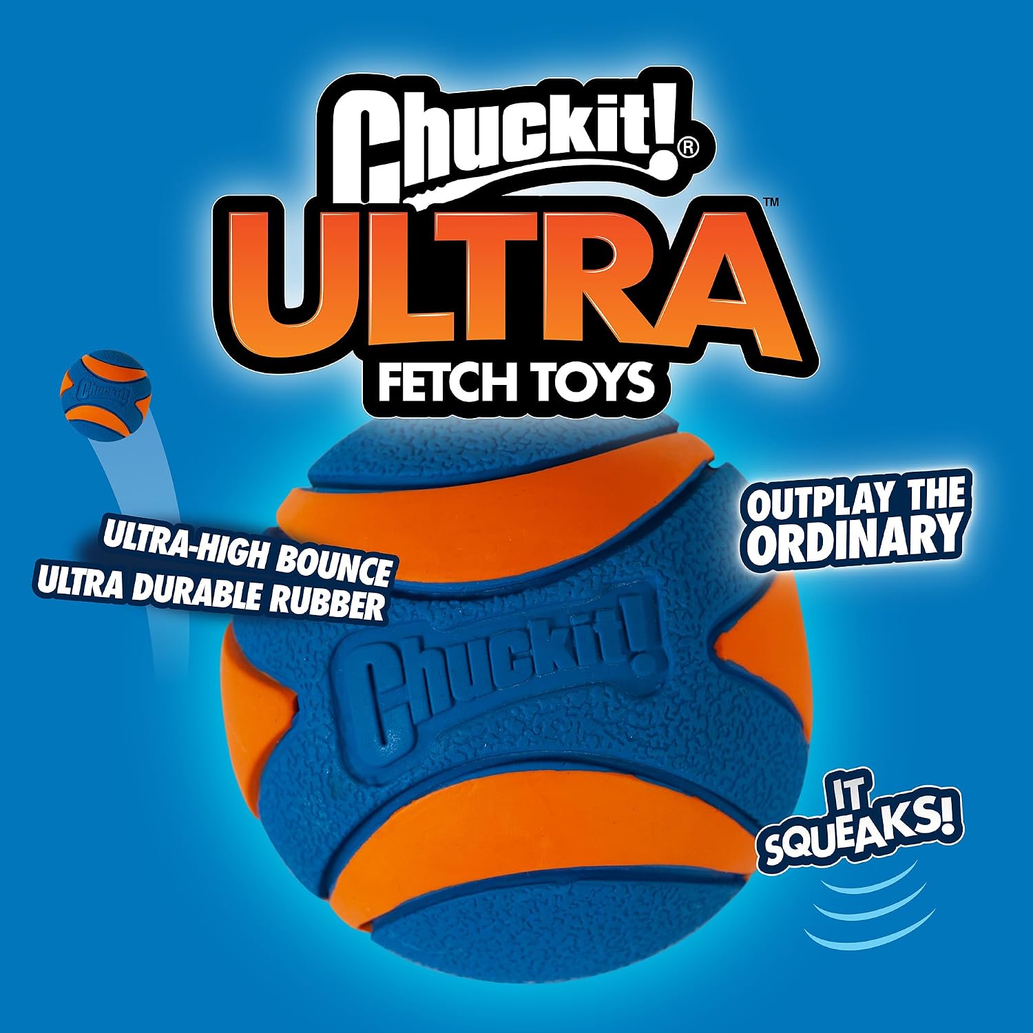 Chuckit! Ultra Squeaker Dog Balls, Floating, Medium 2.5-in, 3-Pack