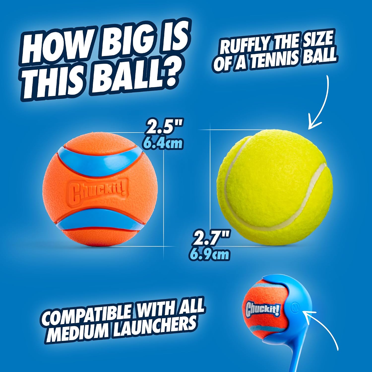 Chuckit! Ultra Ball and Launcher Bundle, Classic 26M with 2 Medium Balls