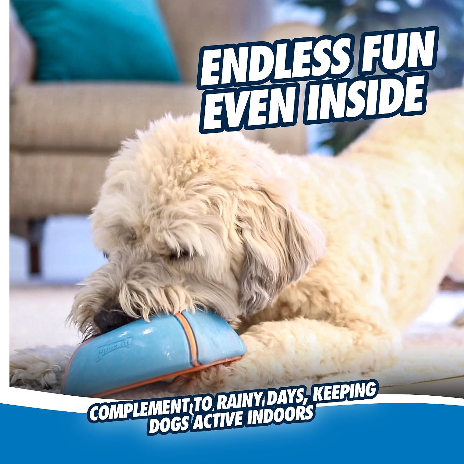 Chuckit! Indoor Super Slider Self-Fetch Squeaky Dog Toy, Durable Rubber