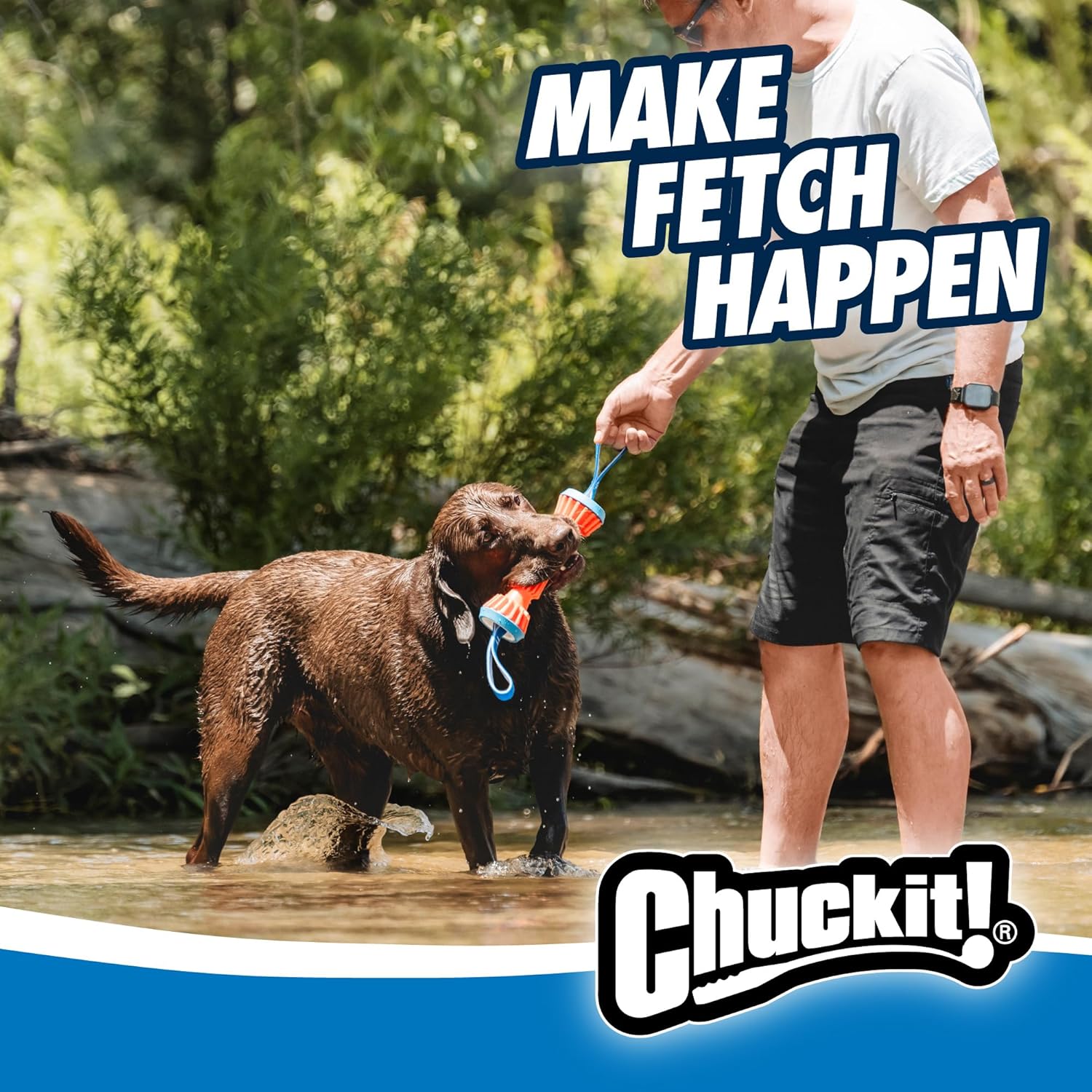 Chuckit! Rugged Bumper Fetch Stick, Medium, 13.5in, Orange and Blue Orange/Blue