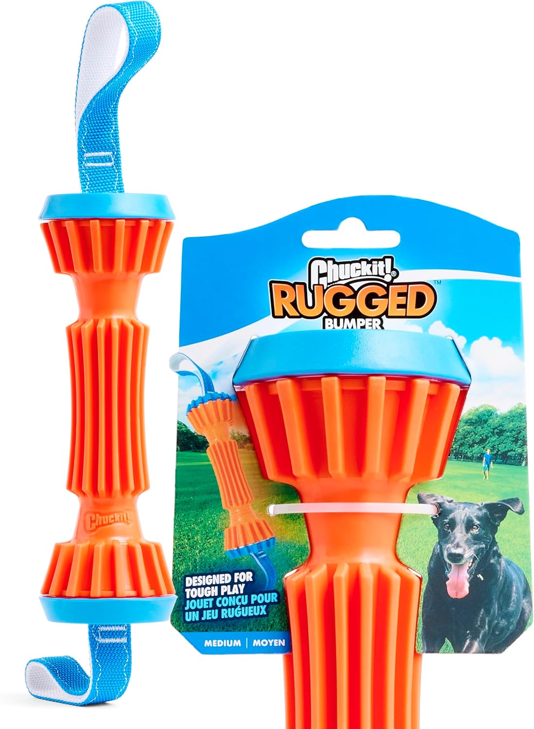 Chuckit! Rugged Bumper Fetch Stick, Medium, 13.5in, Orange and Blue Orange/Blue