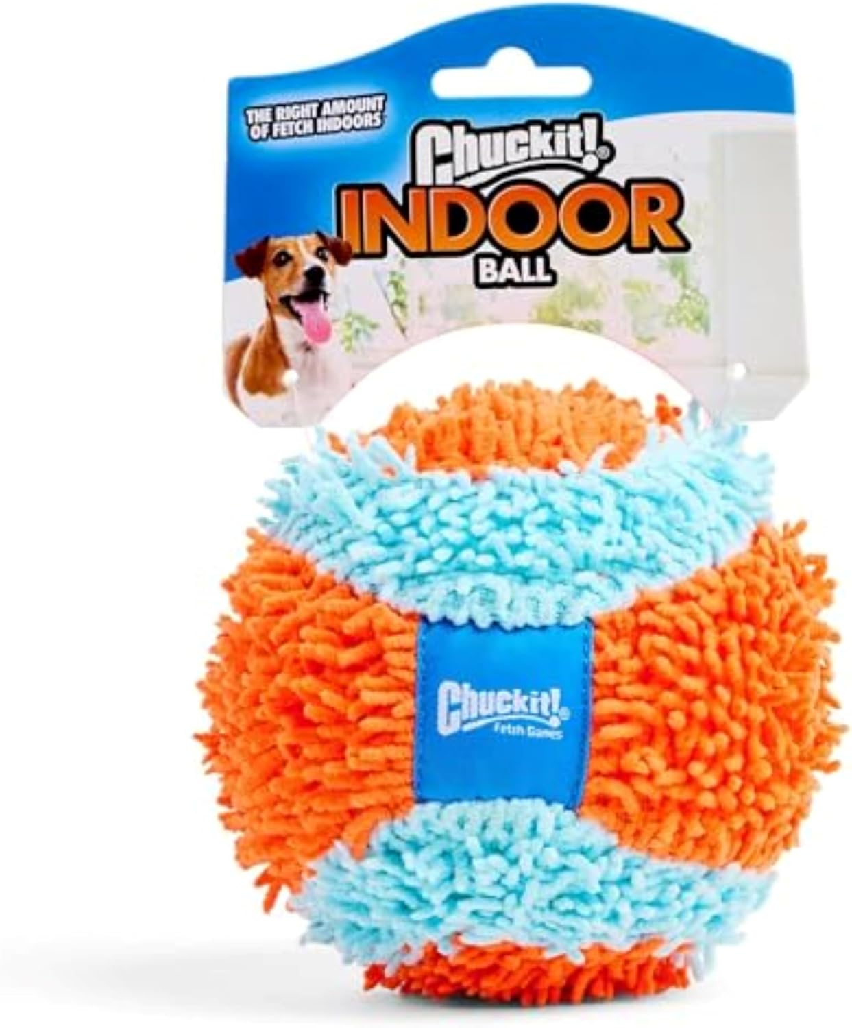 Chuckit! Indoor Fetch Ball Dog Toy, 4.75in, Orange and Blue Orange & Blue Fetch Ball