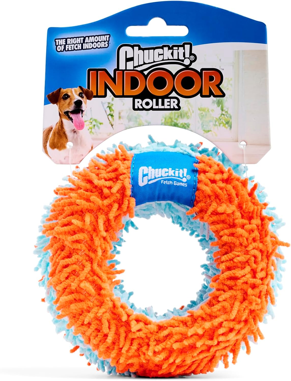 Chuckit! Indoor Fetch Roller Dog Toy, 4.75 Inch, Orange and Blue Orange & Blue Squirrel