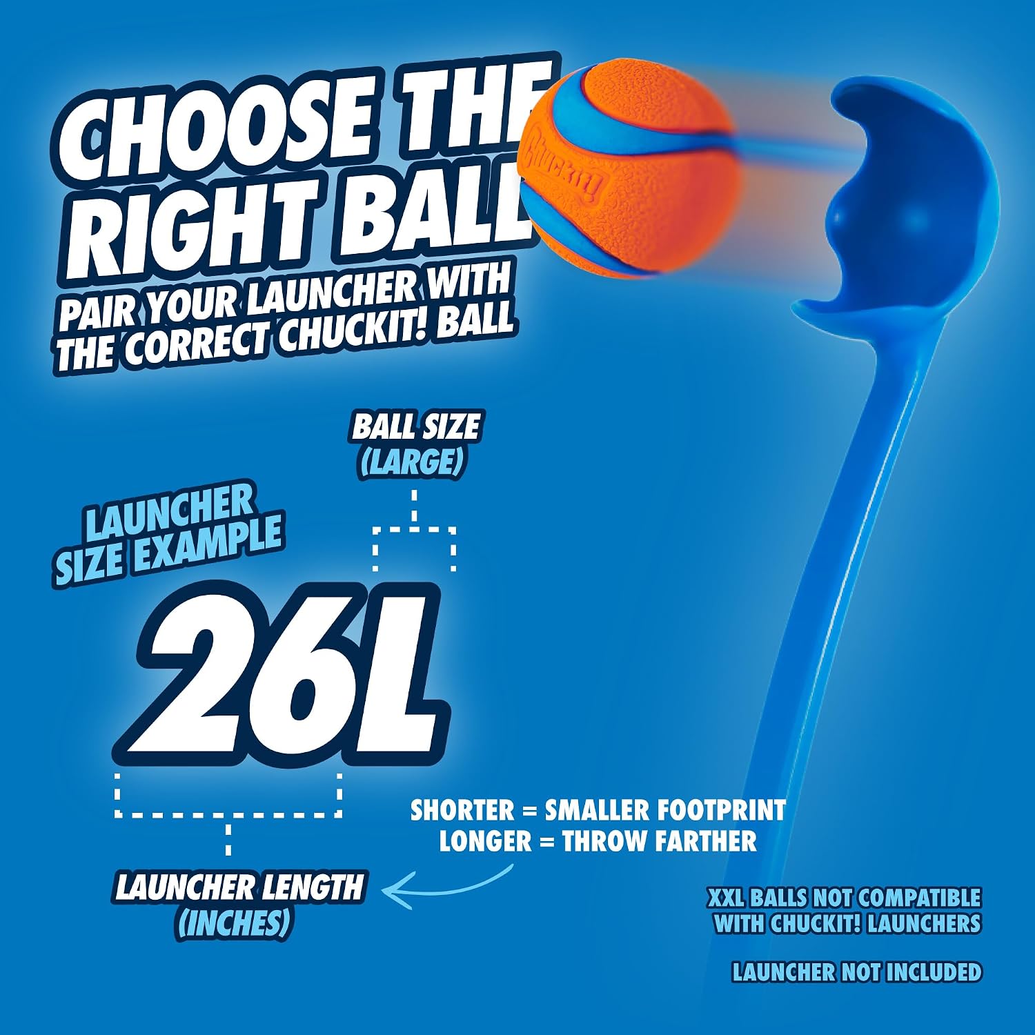 Chuckit! Sport 26L Dog Ball Launcher, 26in, Includes Large 3in Ball