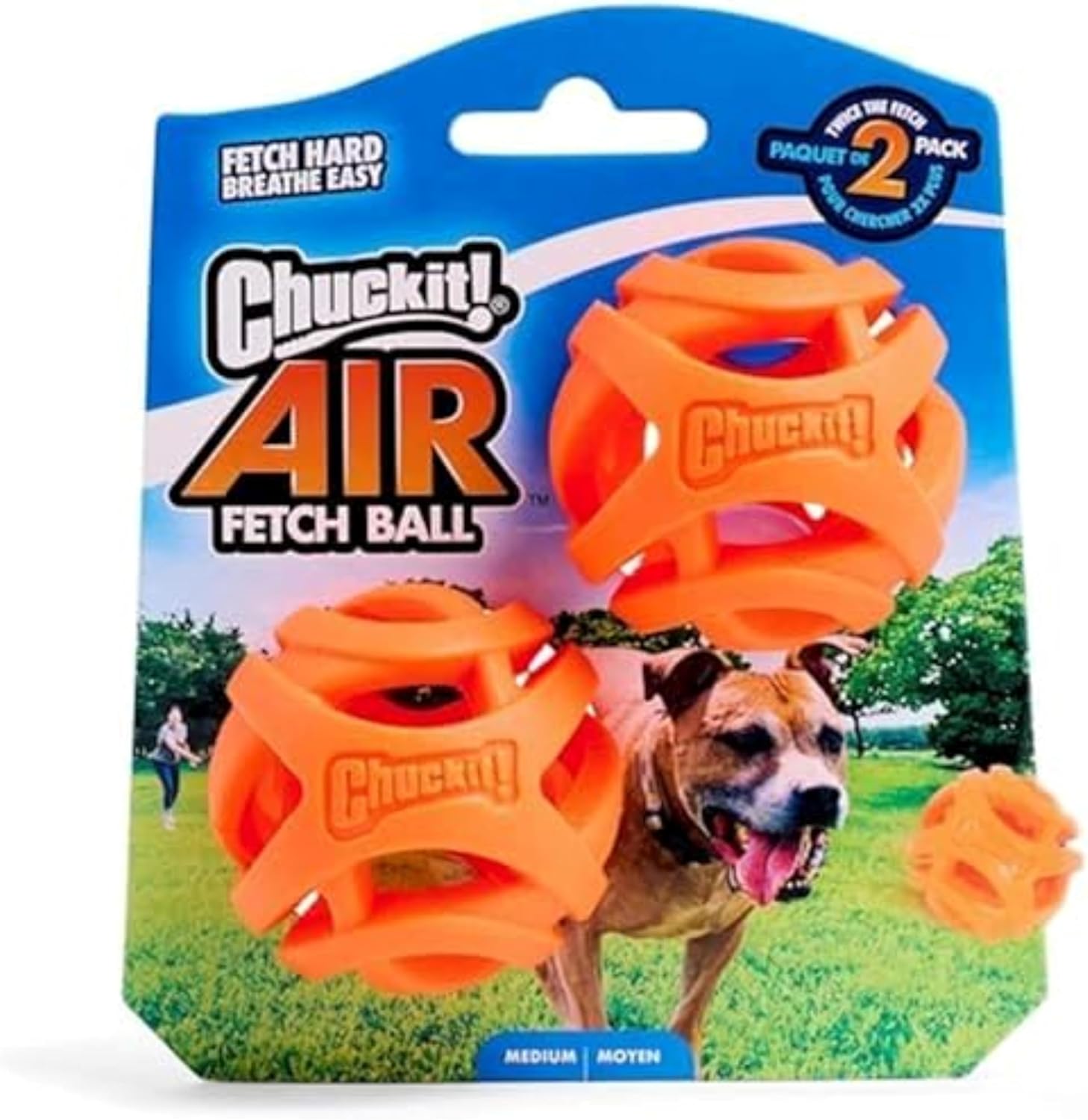 Chuckit! Air Fetch Ball Dog Toy, Medium 2.5in, 2 Pack