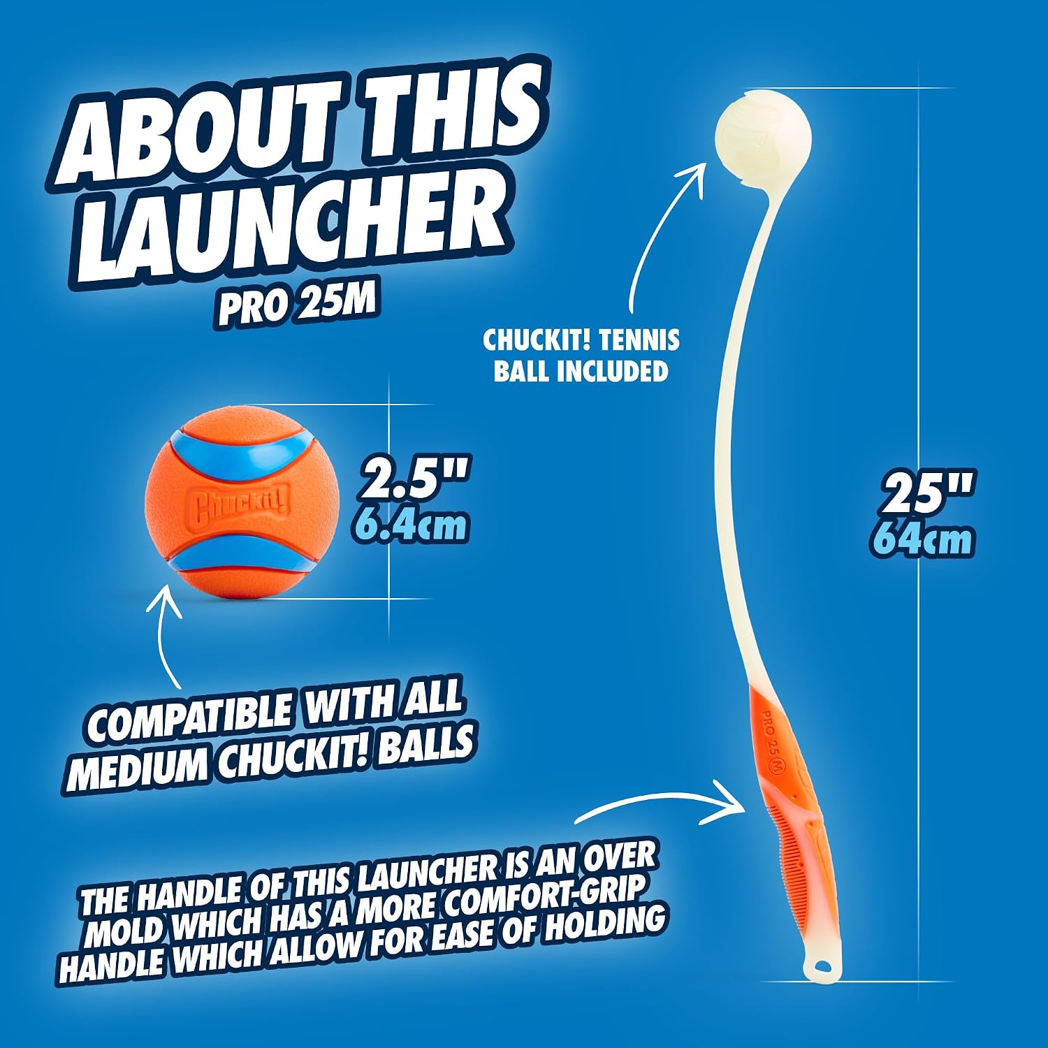 Chuckit! Pro Fetch Launcher, Medium 25in, Includes Glow Ball