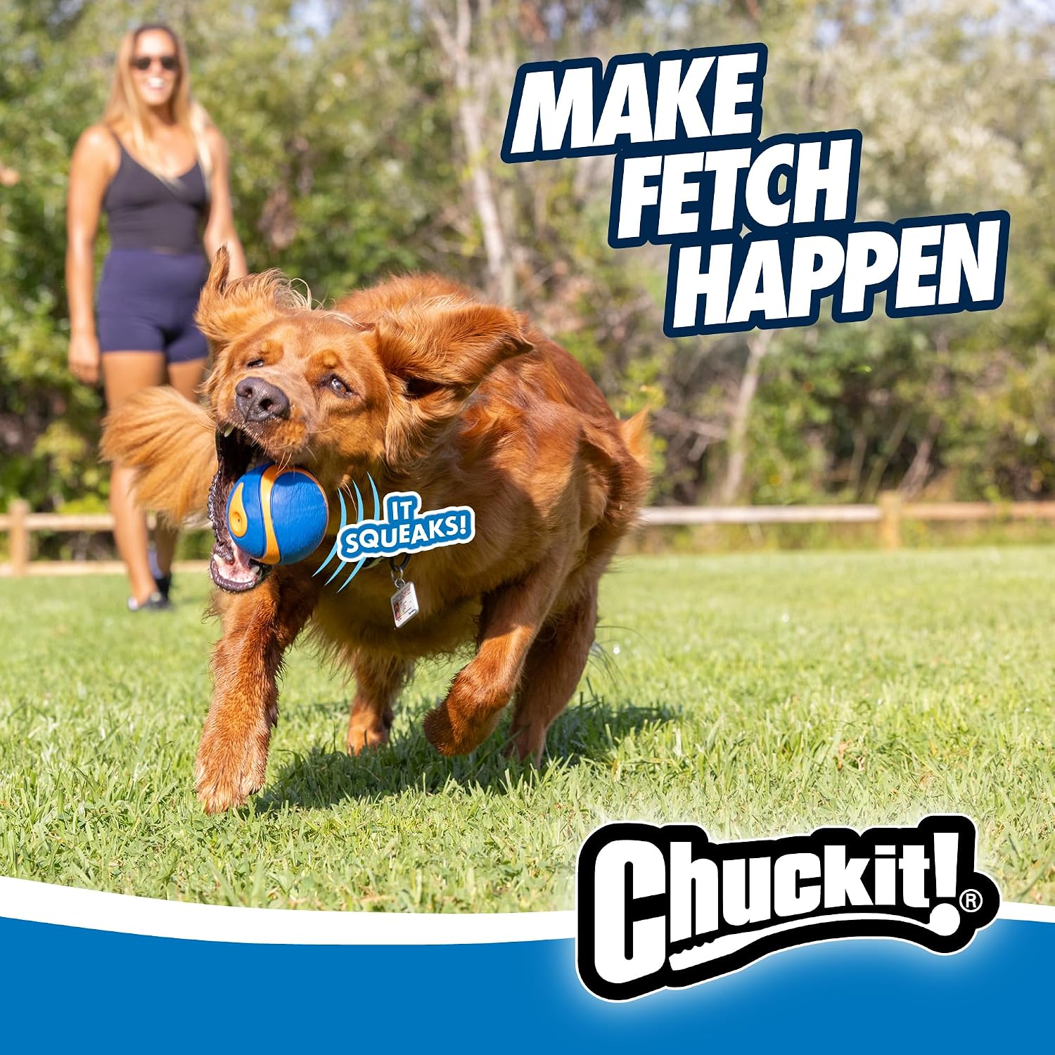 Chuckit! Ultra Squeaker Ball, Floats, XL 3.5in, for Dogs 100+lbs