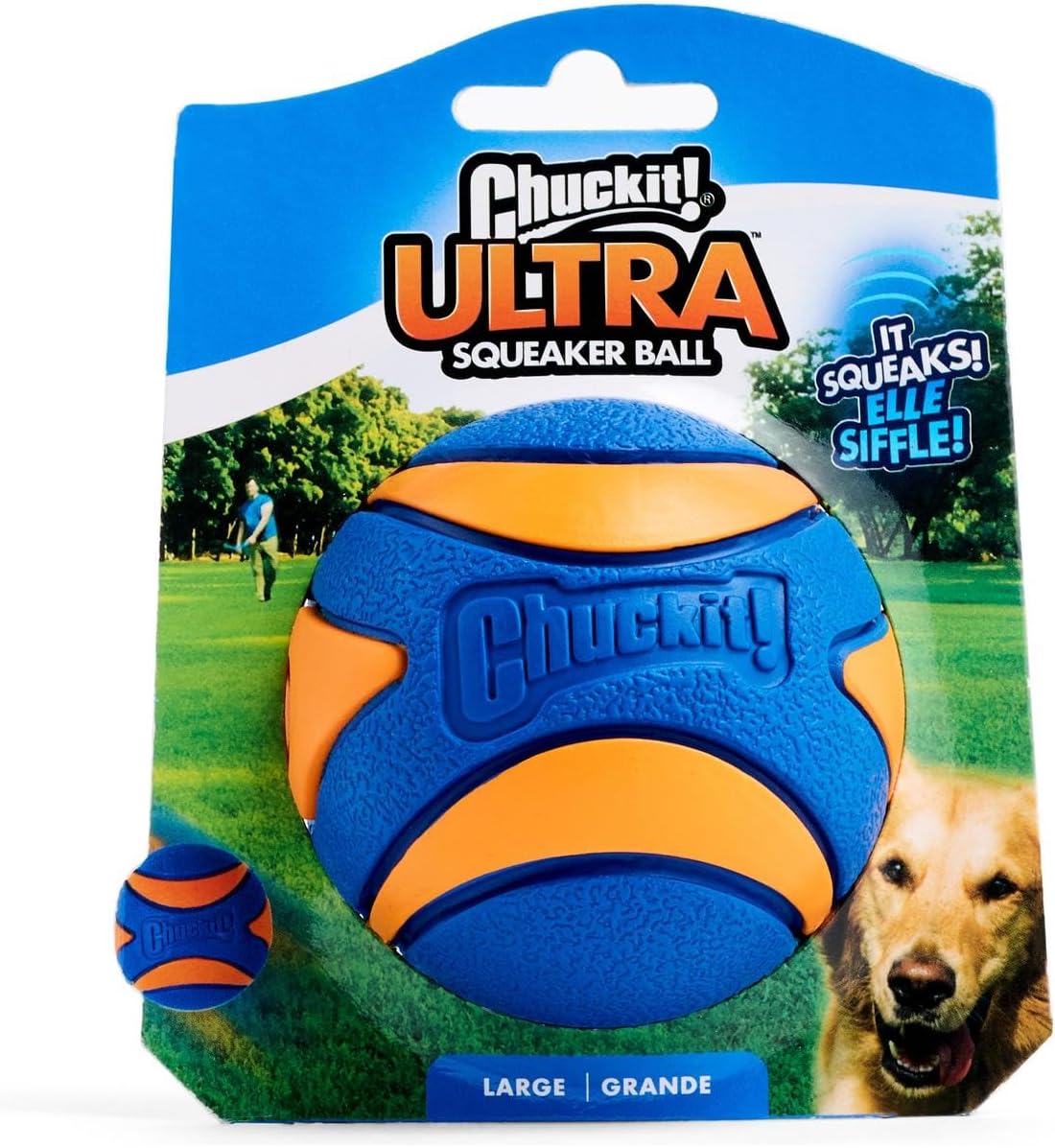 Chuckit! Ultra Squeaker Ball Dog Fetch Toy, Large 3in, for Big Breeds