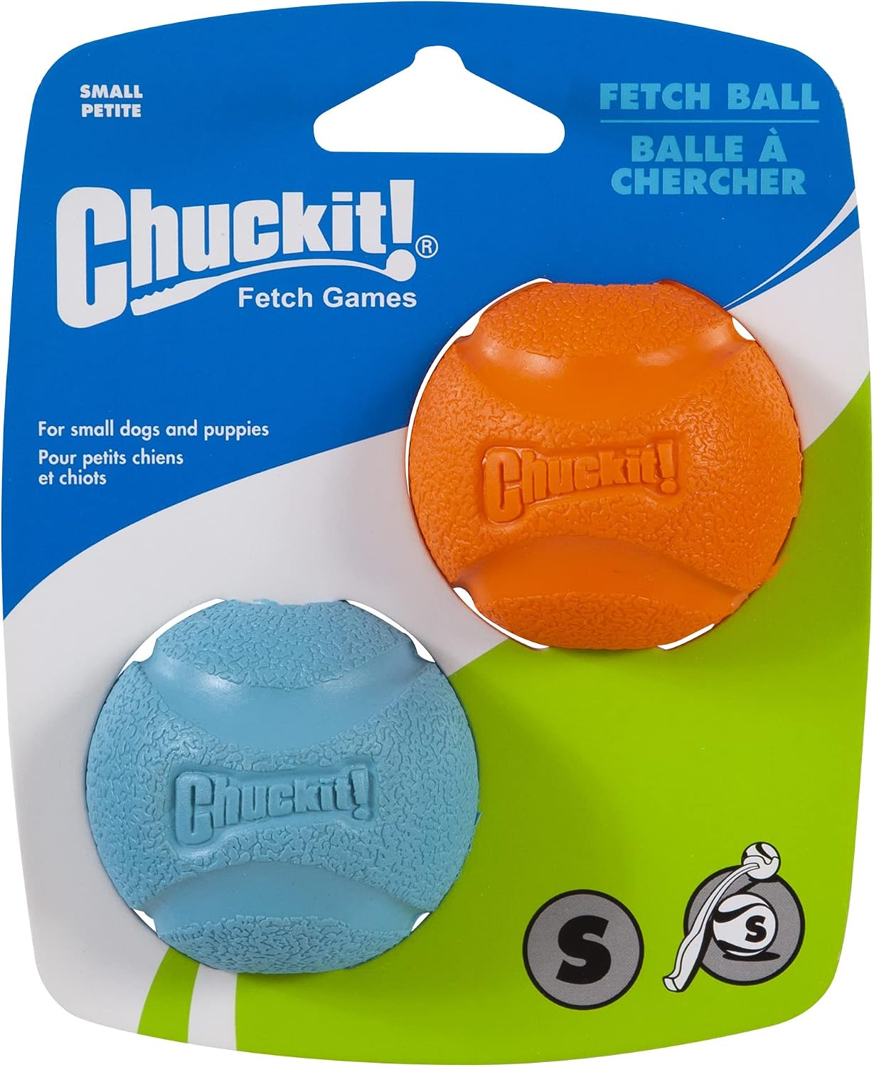 ChuckIt! High-Bounce Rubber Fetch Ball, Small (Colors Vary) 2 Pack Multi