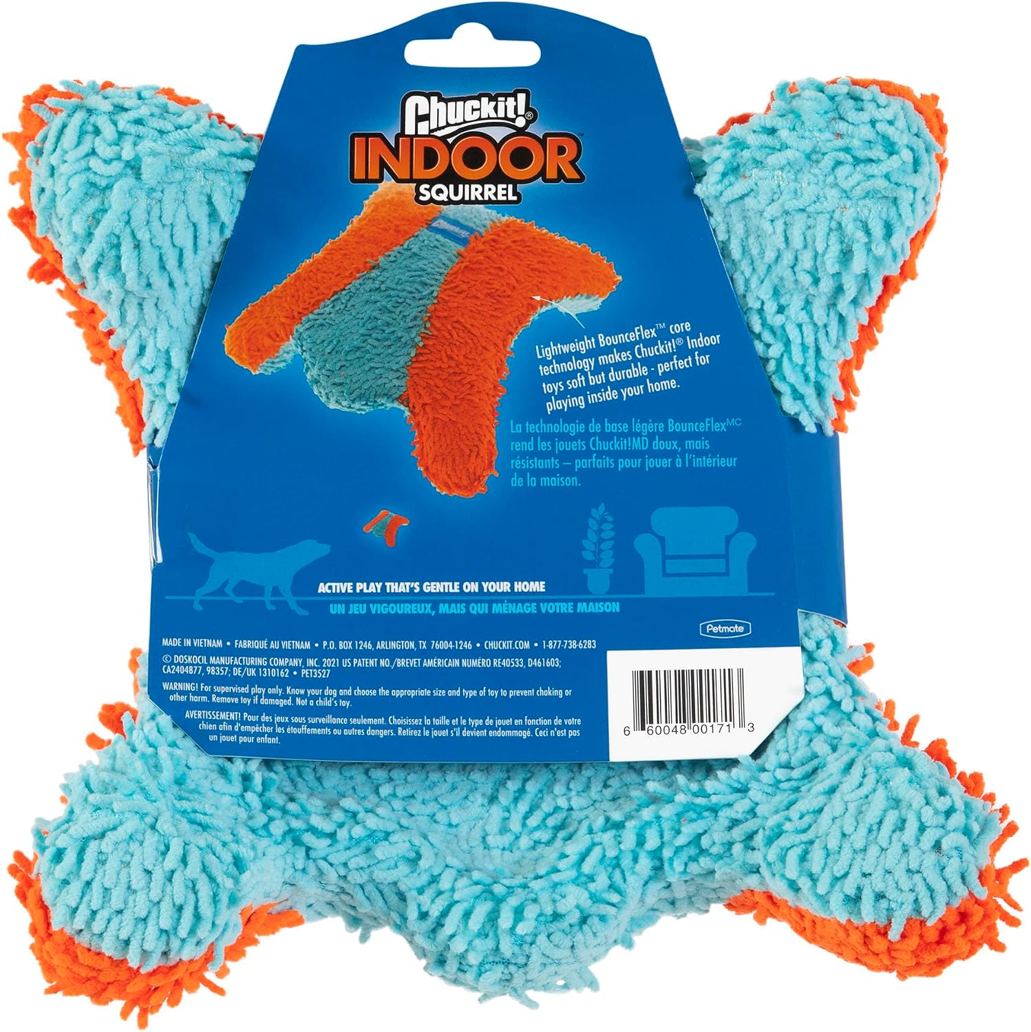 Chuckit! Indoor Fetch Squirrel Toy for Dogs, Orange and Blue