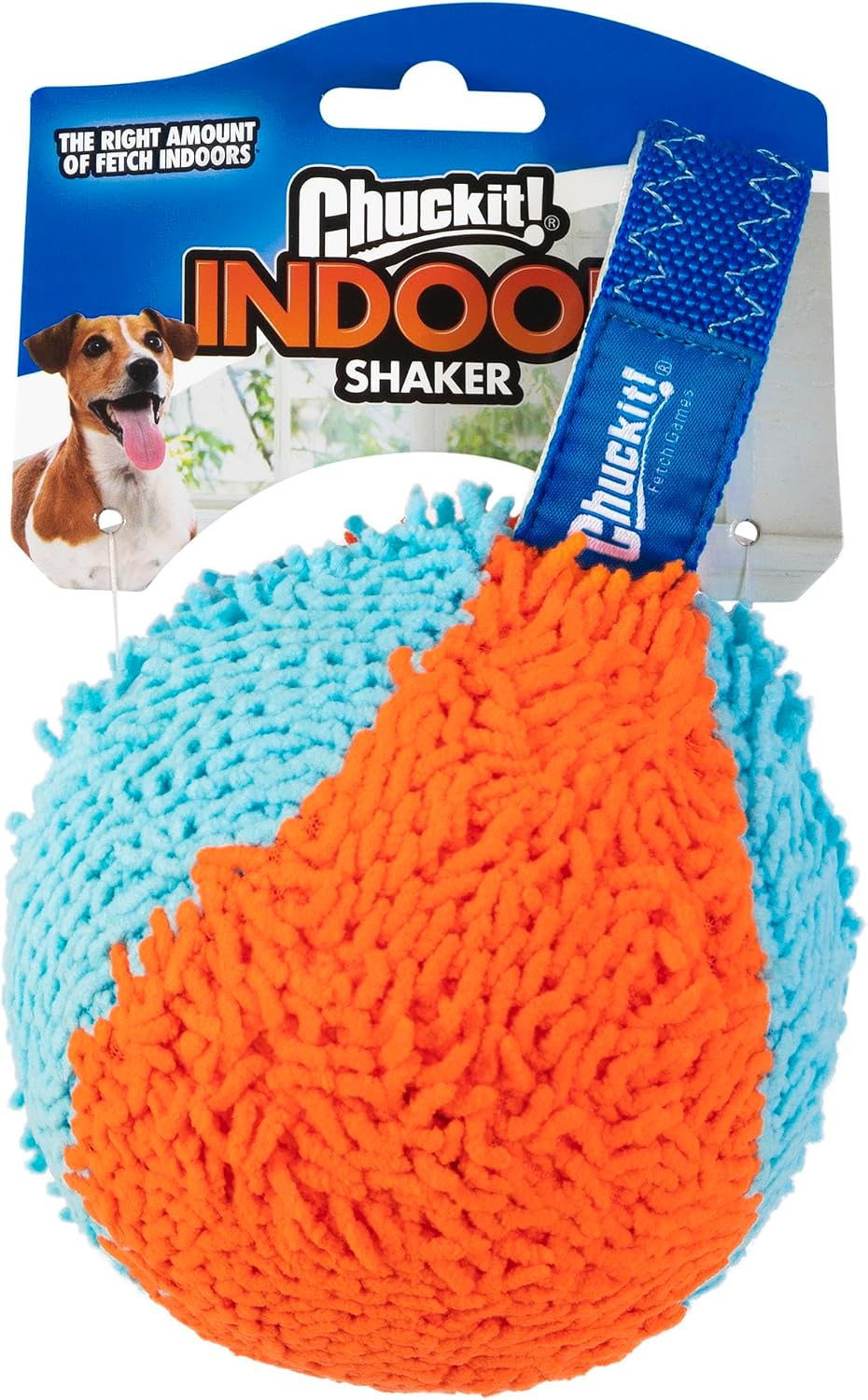 Chuckit! Indoor Fetch Shaker Dog Toy, 7.75in, Orange and Blue Orange & Blue Shaker