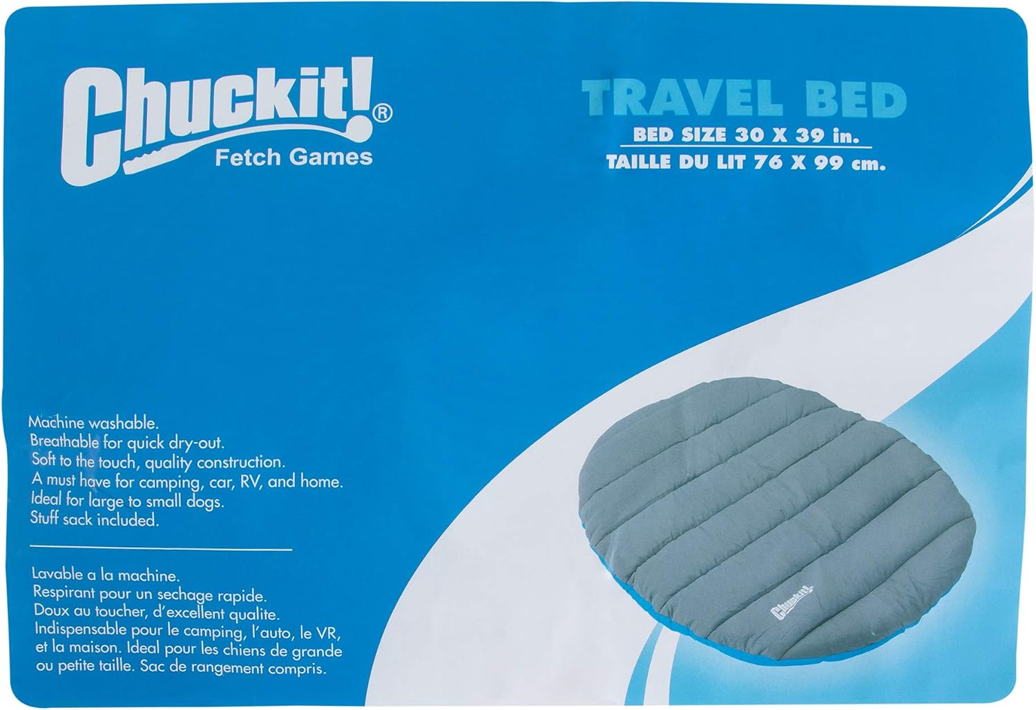 Chuckit! Travel Pillow Dog Bed, Water Resistant, Medium to Large Dogs