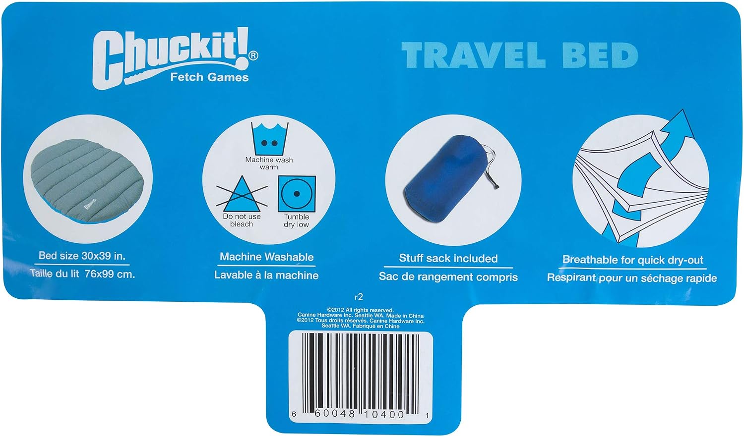 Chuckit! Travel Pillow Dog Bed, Water Resistant, Medium to Large Dogs