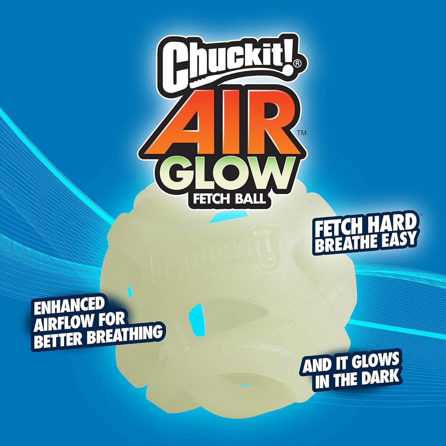 Chuckit! Air Glow Fetch Ball Dog Toy, Medium 2.5in, 2 Pack